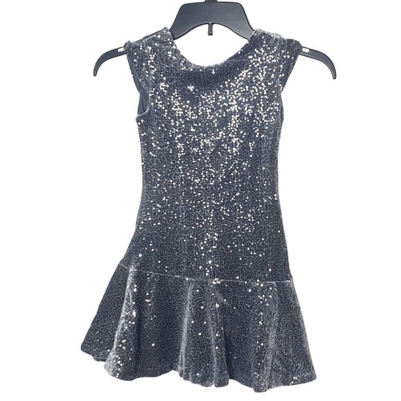 Childrens Place Girls Silver Dress Sequin Party Swirl Holiday Sleeveless Festive - Picture 1 of 3